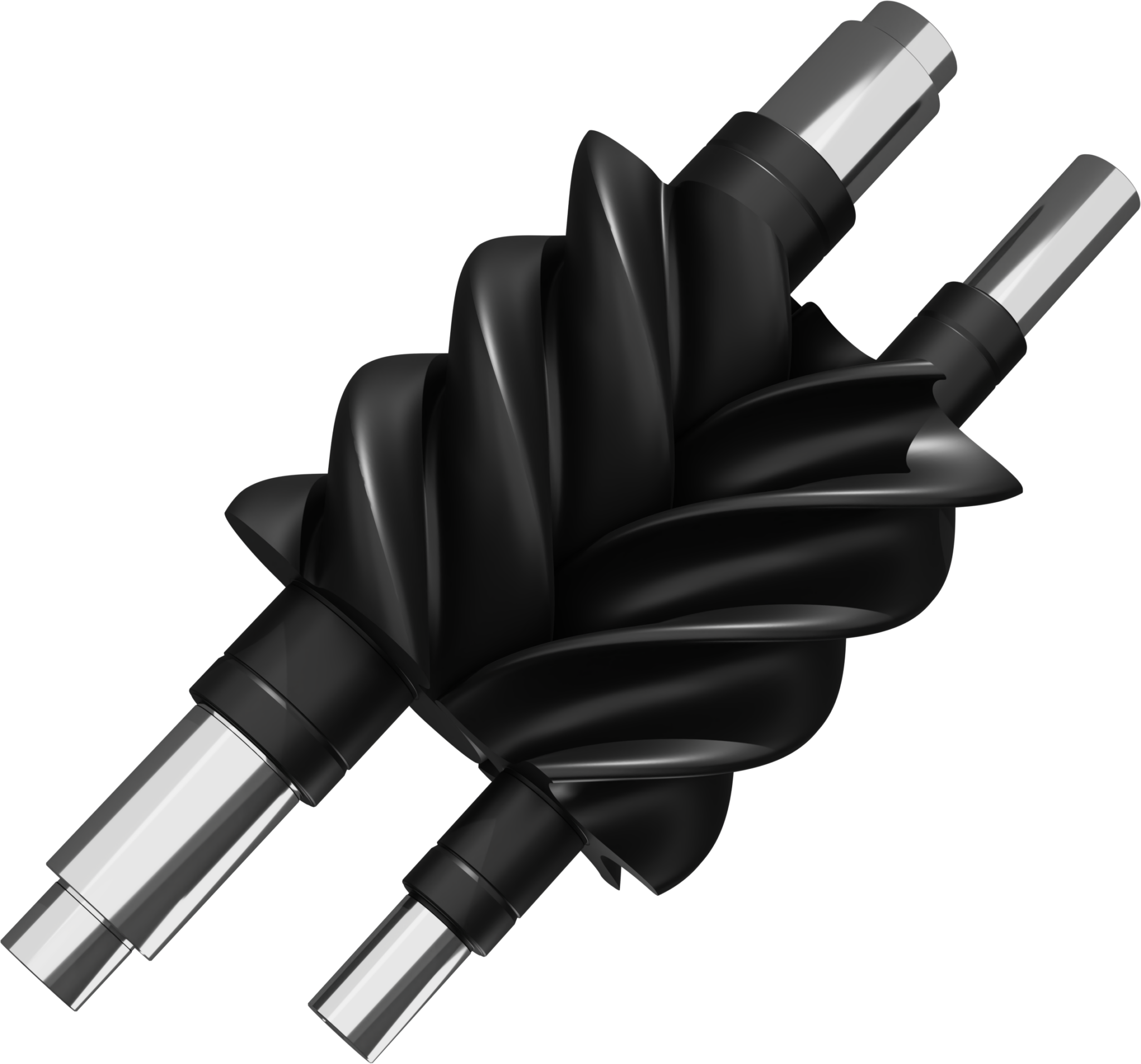 Rotors of an oil-free rotary screw air compressor