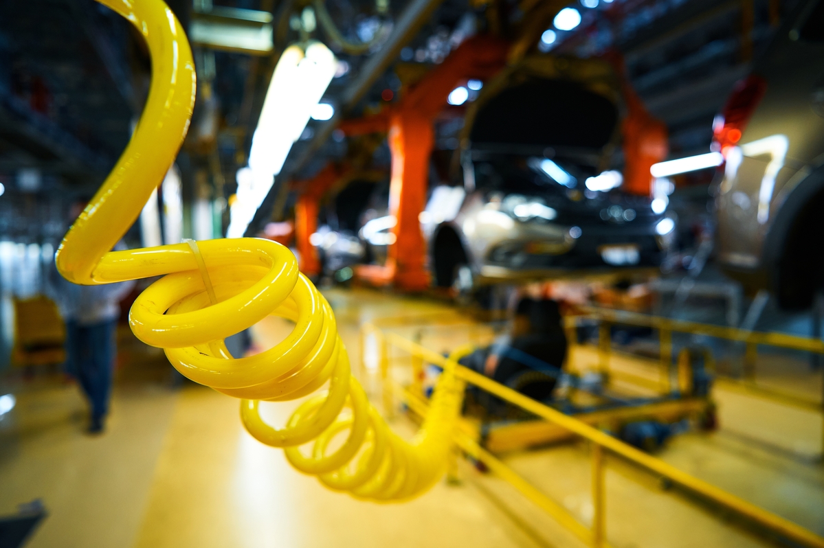 Yellow,Plastic,Compressed,Air,Hose,For,Working,Pneumatic,Tools.,Assembly