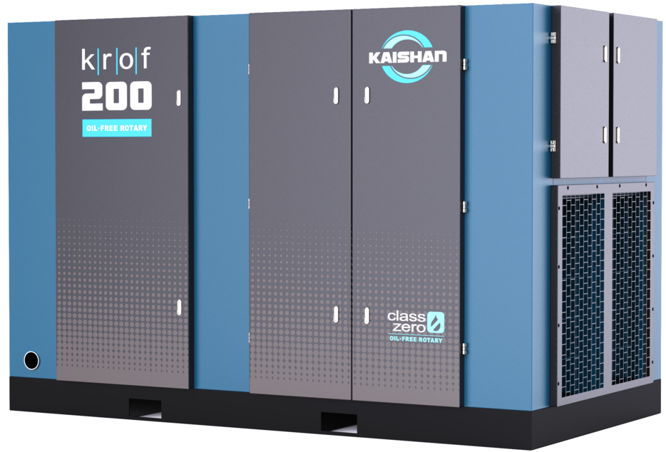 To help the industry meet the demanding requirements of Class 0 applications, Kaishan has developed the cutting-edge KROF two-stage, oil-free rotary screw compressor. 