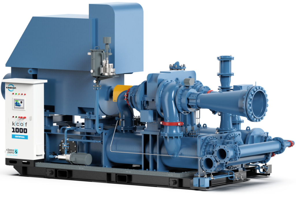 Kaishan’s KCOF centrifugal air compressors range from 250 HP and 1,000 CFM to over 10,000 HP and 50,000 CFM. They are also available in a wide range of pressures, from 35 to 350 PSIG. 
